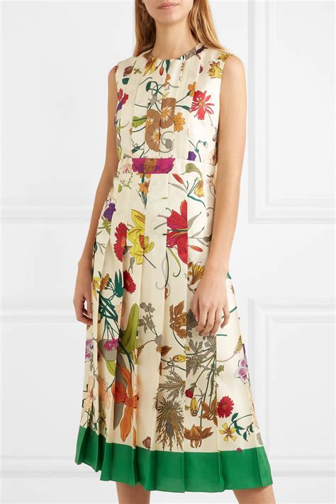 floral dress gucci|Gucci pleated dress.